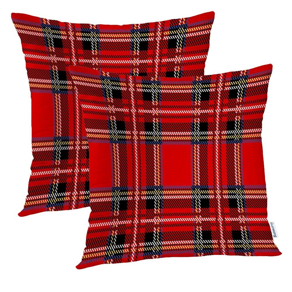 2642 Red Plaid Decorative Pillow Covers, Royal Stewart Tartan Classic